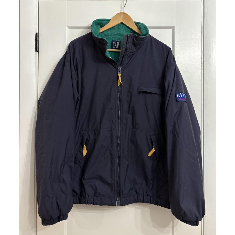 Vintage 90s Gap Men's Large‎ Navy Nylon Fleece-Lined MTN Alpine Warm Up Jacket